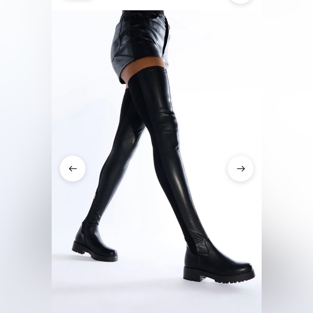AZALEA WANG HAYDEE BLACK OVER THE KNEE SUEDE AND PU BOOT